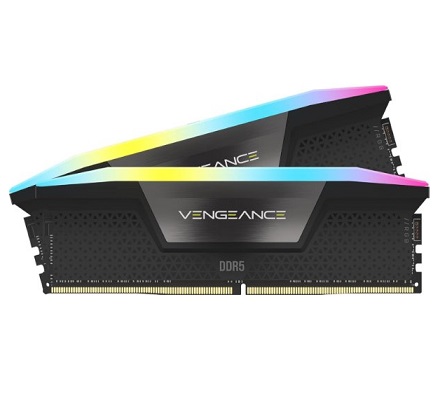 קיט זכרון DDR5 למחשב נייח כולל צלעות קירור ותאורה אפור קורסייר Corsair CMH96GX5M2E6000Z36 VENGEANCE RGB 96GB (2x48GB) DDR5 DRAM 6000MT/s CL36 AMD EXPO and Intel XMP Memory Kit Cool Grey